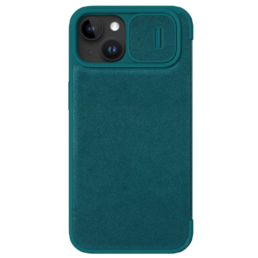 For iPhone 15 Plus NILLKIN QIN Series Pro Plain Leather Phone Case(Green) - iPhone 15 Plus Cases by NILLKIN | Online Shopping South Africa | PMC Jewellery | Buy Now Pay Later Mobicred