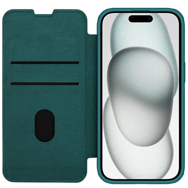 For iPhone 15 Plus NILLKIN QIN Series Pro Plain Leather Phone Case(Green) - iPhone 15 Plus Cases by NILLKIN | Online Shopping South Africa | PMC Jewellery | Buy Now Pay Later Mobicred