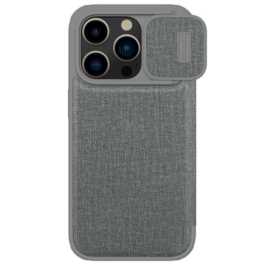 For iPhone 15 Pro Max NILLKIN QIN Series Pro Fabric Textured Leather Phone Case(Grey) - iPhone 15 Pro Max Cases by NILLKIN | Online Shopping South Africa | PMC Jewellery