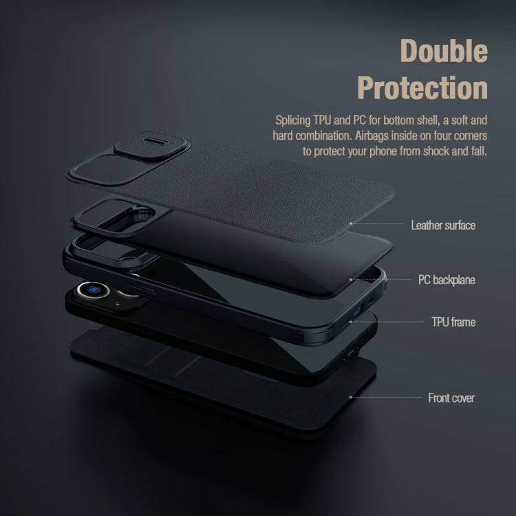 For iPhone 15 Plus NILLKIN QIN Series Pro Fabric Textured Leather Phone Case(Blue) - iPhone 15 Pro Max Cases by NILLKIN | Online Shopping South Africa | PMC TechLife | Buy Now Pay Later Mobicred