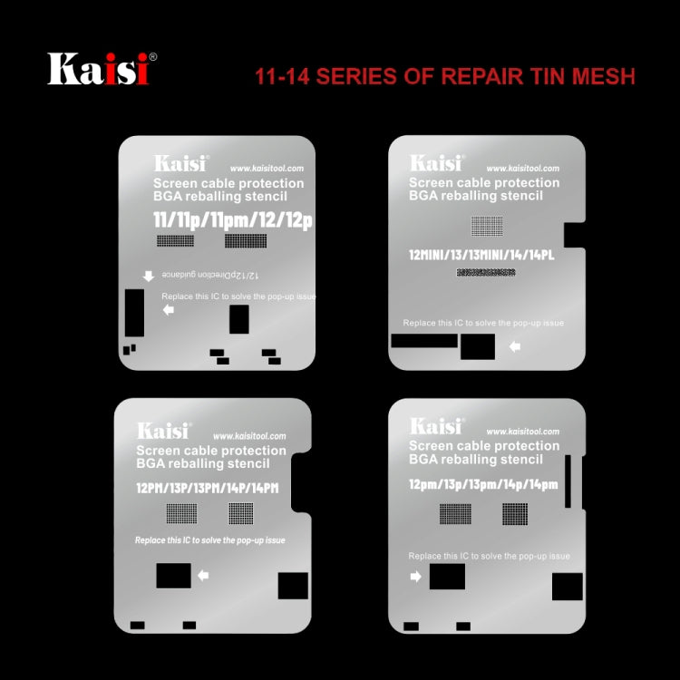 Kaisi LCD Screen IC BGA Reballing Stencil for iPhone 11 to 14 Pro Max - free shipping - PMC TechLife - Order now!