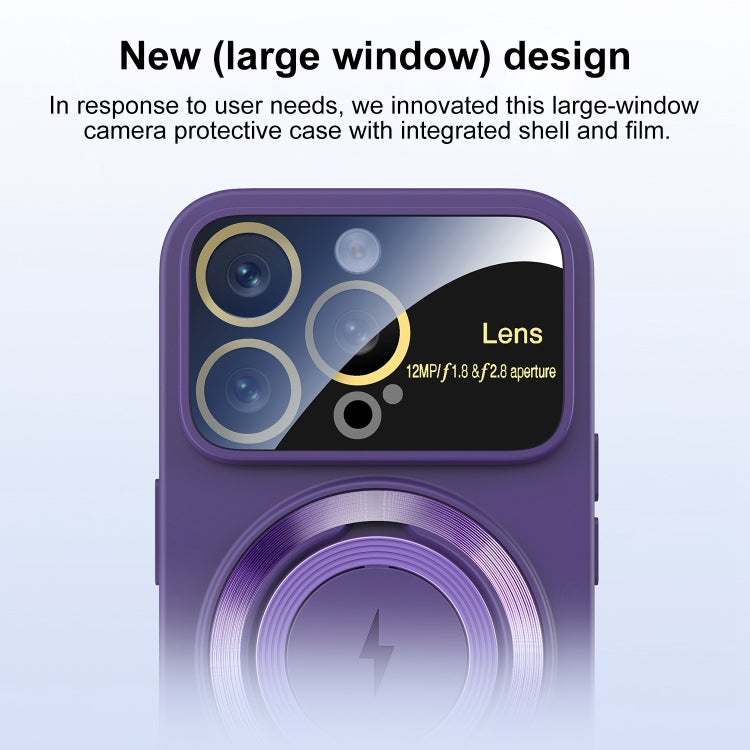 For iPhone 14 Pro Large Window MagSafe Magnetic Holder Phone Case(Dark Purple) - free shipping - PMC TechLife - Order now!