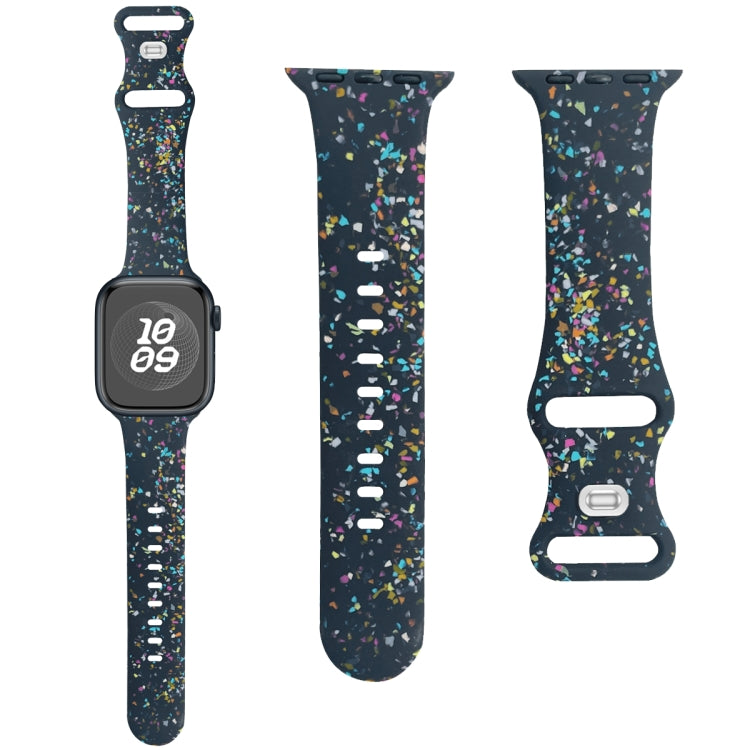 For Apple Watch 38mm Floral Silicone Watch Band(Blue) - Watch Bands by PMC TechLife | Online Shopping South Africa | PMC TechLife