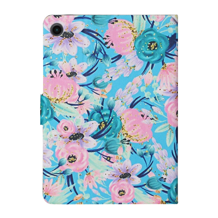 For Samsung Galaxy Tab A9 Flower Pattern Horizontal Flip PU Tablet Case with Sleep / Wake-up Function(Pink Flower) - free shipping - PMC TechLife - Order now!