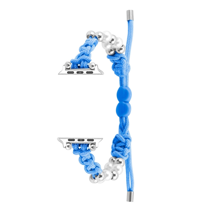 For Apple Watch SE 44mm Paracord Row Beads Drawstring Braided Watch Band(Blue) - Watch Bands by PMC TechLife | Online Shopping South Africa | PMC TechLife