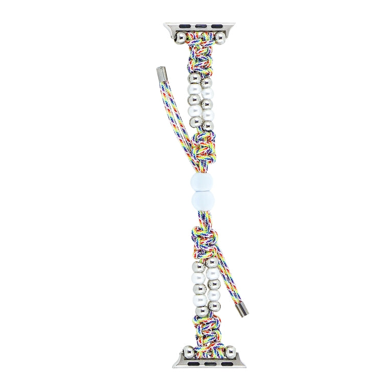 For Apple Watch Series 3 38mm Paracord Row Beads Drawstring Braided Watch Band(Rainbow) - Watch Bands by PMC TechLife | Online Shopping South Africa | PMC TechLife
