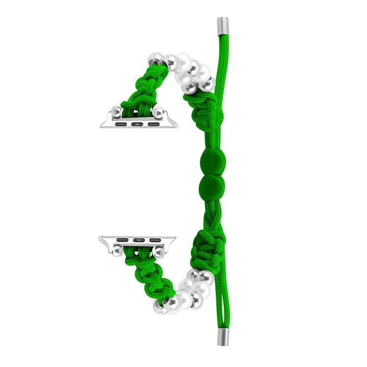 For Apple Watch Series 3 38mm Paracord Row Beads Drawstring Braided Watch Band(Green) - free shipping - PMC TechLife - Order now!