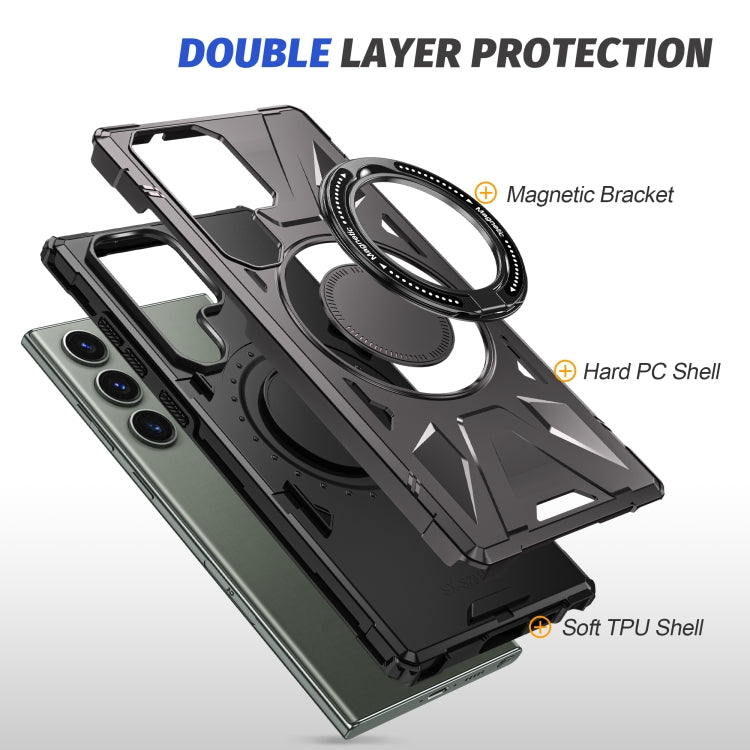 For Samsung Galaxy S23+ 5G MagSafe Magnetic Shockproof Phone Case with Ring Holder(Dark Grey) - Galaxy S23+ 5G Cases by PMC TechLife | Online Shopping South Africa | PMC TechLife