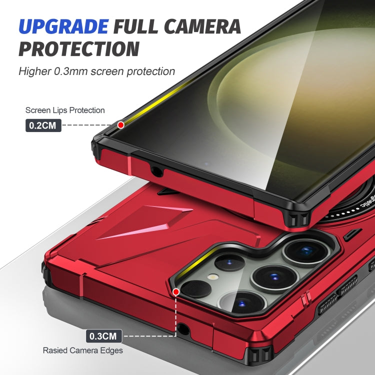 For Samsung Galaxy S23 Ultra 5G MagSafe Magnetic Shockproof Phone Case with Ring Holder(Red) - Galaxy S23 Ultra 5G Cases by PMC TechLife | Online Shopping South Africa | PMC TechLife