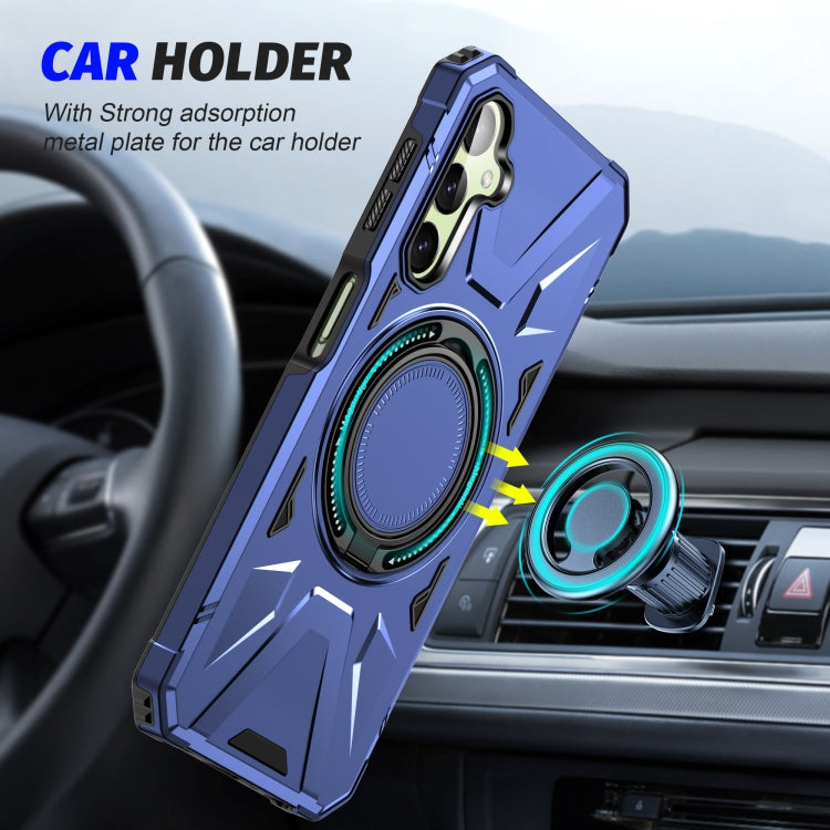 For Samsung Galaxy A24 5G MagSafe Magnetic Shockproof Phone Case with Ring Holder(Navy Blue) - Galaxy Phone Cases by PMC TechLife | Online Shopping South Africa | PMC TechLife