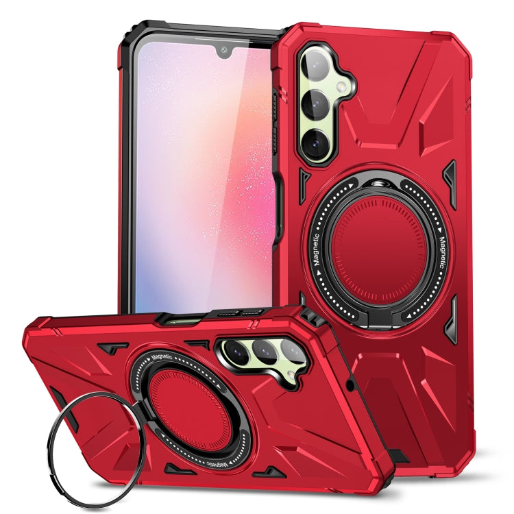 For Samsung Galaxy A24 5G MagSafe Magnetic Shockproof Phone Case with Ring Holder(Red) - Galaxy Phone Cases by PMC TechLife | Online Shopping South Africa | PMC TechLife | Buy Now Pay Later Mobicred