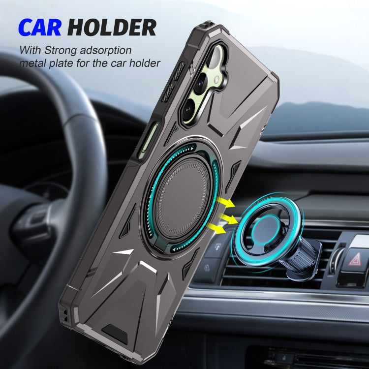 For Samsung Galaxy A24 5G MagSafe Magnetic Shockproof Phone Case with Ring Holder(Dark Grey) - Galaxy Phone Cases by PMC TechLife | Online Shopping South Africa | PMC TechLife