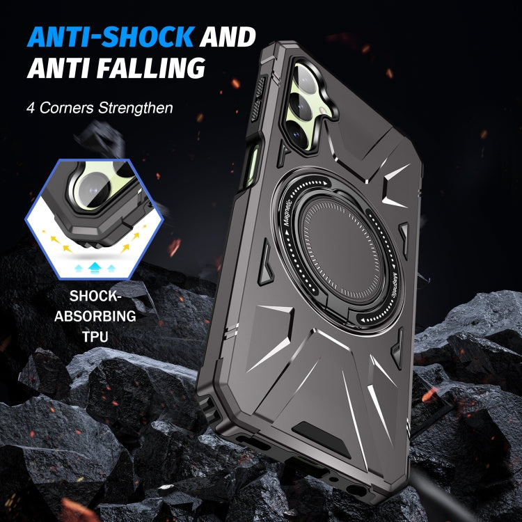 For Samsung Galaxy A24 5G MagSafe Magnetic Shockproof Phone Case with Ring Holder(Dark Grey) - Galaxy Phone Cases by PMC TechLife | Online Shopping South Africa | PMC TechLife