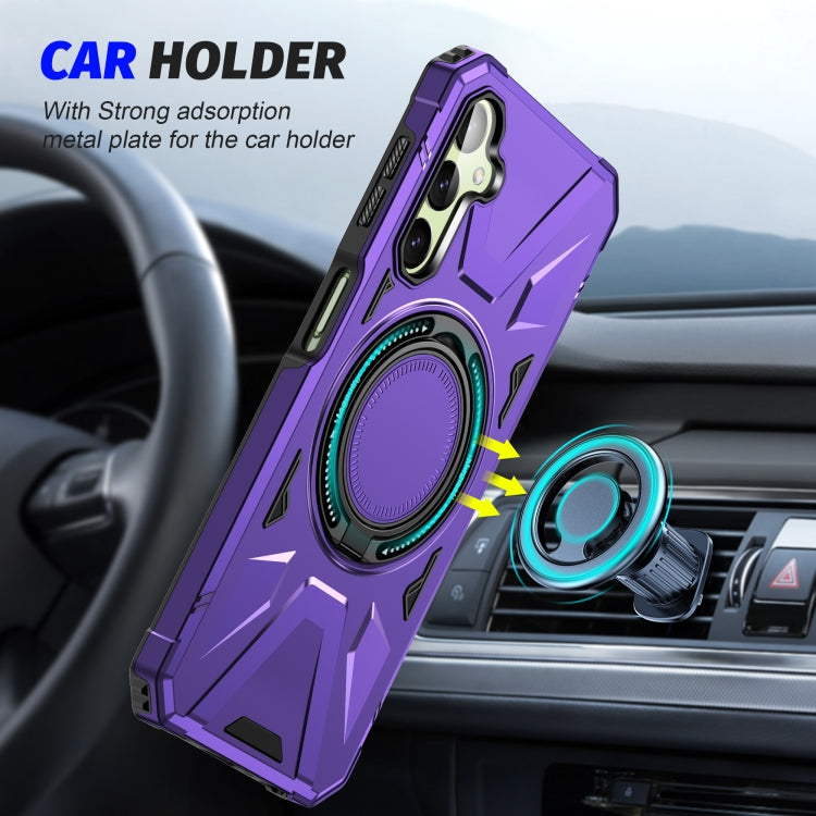 For Samsung Galaxy A24 5G MagSafe Magnetic Shockproof Phone Case with Ring Holder(Purple) - Galaxy Phone Cases by PMC TechLife | Online Shopping South Africa | PMC TechLife