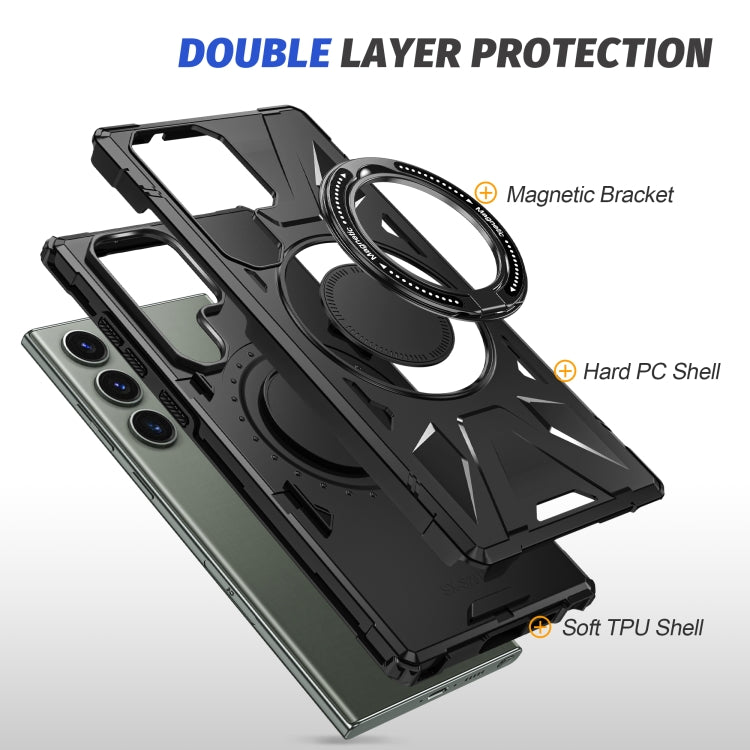 For Samsung Galaxy S24+ 5G MagSafe Magnetic Shockproof Phone Case with Ring Holder(Black) - Galaxy S24+ 5G Cases by PMC TechLife | Online Shopping South Africa | PMC TechLife