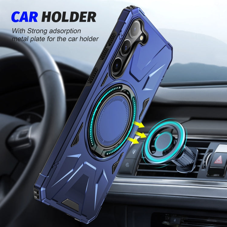 For Samsung Galaxy S24 5G MagSafe Magnetic Shockproof Phone Case with Ring Holder(Navy Blue) - Galaxy S24 5G Cases by PMC TechLife | Online Shopping South Africa | PMC TechLife
