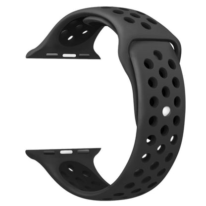 For Apple Watch Ultra 49mm / Series 8&7 45mm / SE 2&6&SE&5&4 44mm / 3&2&1 42mm Sport Silicone Watch Band Standard Edition(Black) - Watch Bands by PMC Jewellery | Online Shopping South Africa | PMC Jewellery | Buy Now Pay Later Mobicred