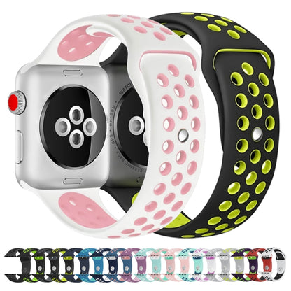 For Apple Watch Ultra 49mm / Series 8&7 45mm / SE 2&6&SE&5&4 44mm / 3&2&1 42mm Sport Silicone Watch Band Standard Edition(Black) - Watch Bands by PMC Jewellery | Online Shopping South Africa | PMC Jewellery | Buy Now Pay Later Mobicred