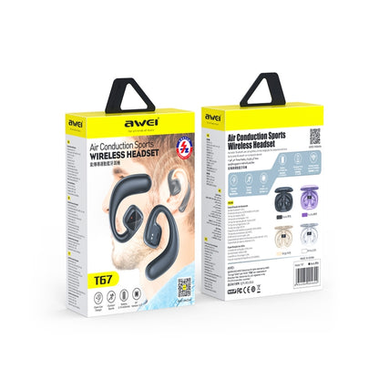 awei T67 Air Conduction TWS Bluetooth Earbuds(Black) - Bluetooth Earphone by awei | Online Shopping South Africa | PMC Jewellery | Buy Now Pay Later Mobicred