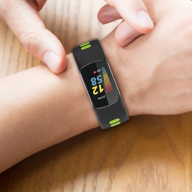 For Fitbit Charge 6 Two Color Silicone Watch Band(Black Blue) - Watch Bands by PMC TechLife | Online Shopping South Africa | PMC TechLife