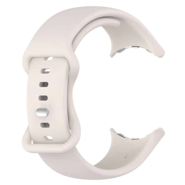 For Google Pixel Watch 2 Solid Color Silicone Watch Band, Size:S Size(Creamy White) - Watch Bands by PMC Jewellery | Online Shopping South Africa | PMC Jewellery