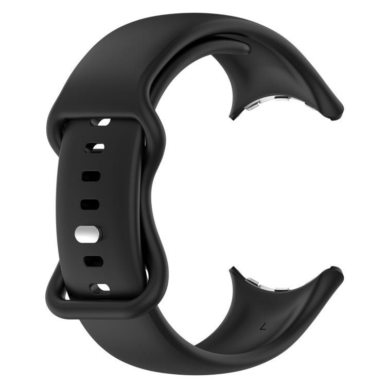 For Google Pixel Watch 2 Solid Color Silicone Watch Band, Size:S Size(Black) - Watch Bands by PMC TechLife | Online Shopping South Africa | PMC TechLife