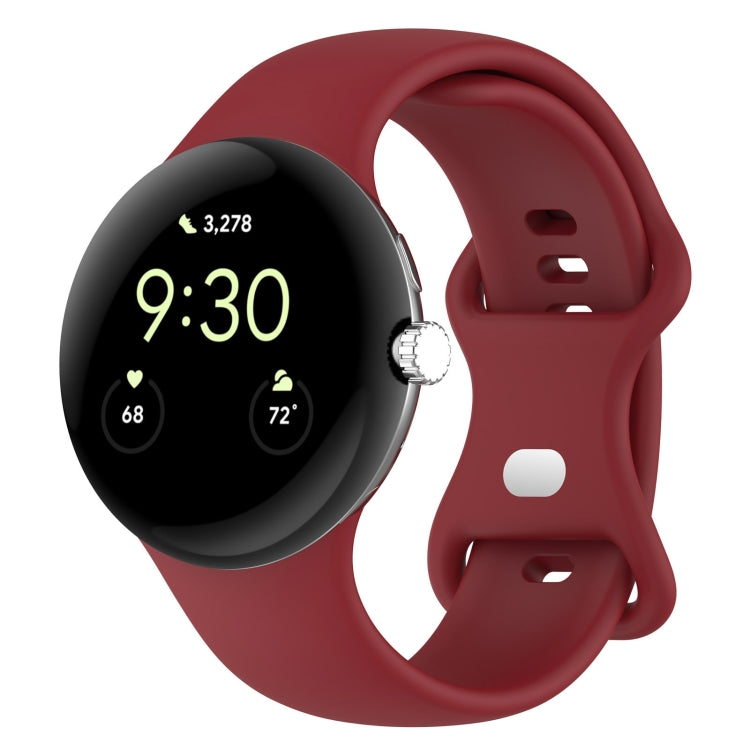 For Google Pixel Watch 2 Solid Color Silicone Watch Band, Size:S Size(Red) - Watch Bands by PMC Jewellery | Online Shopping South Africa | PMC Jewellery