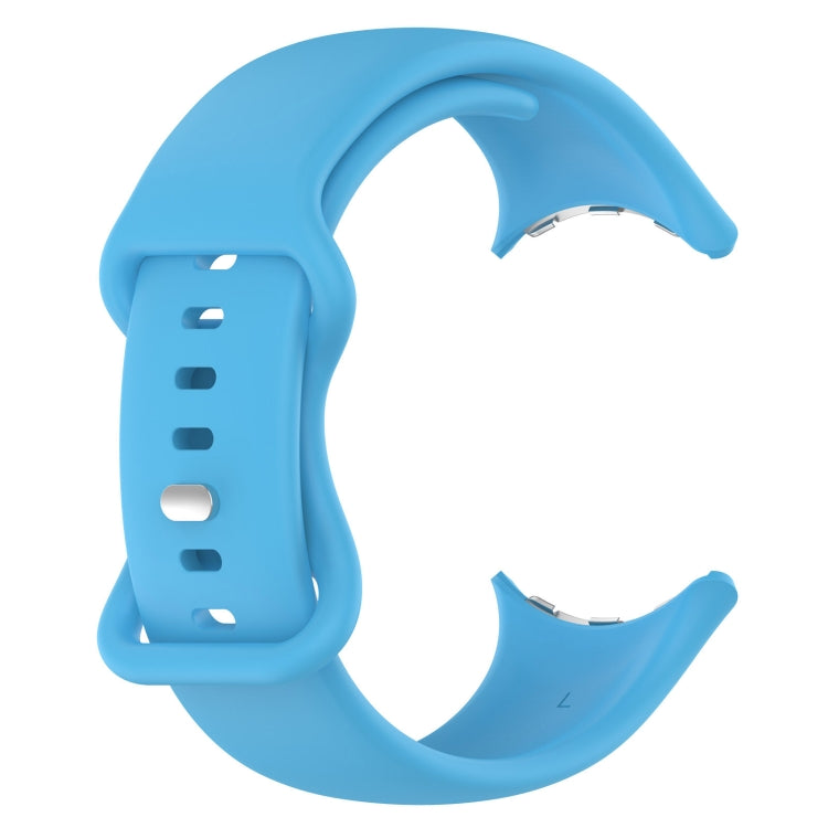 For Google Pixel Watch 2 Solid Color Silicone Watch Band, Size:S Size(Sky Blue) - Watch Bands by PMC Jewellery | Online Shopping South Africa | PMC Jewellery