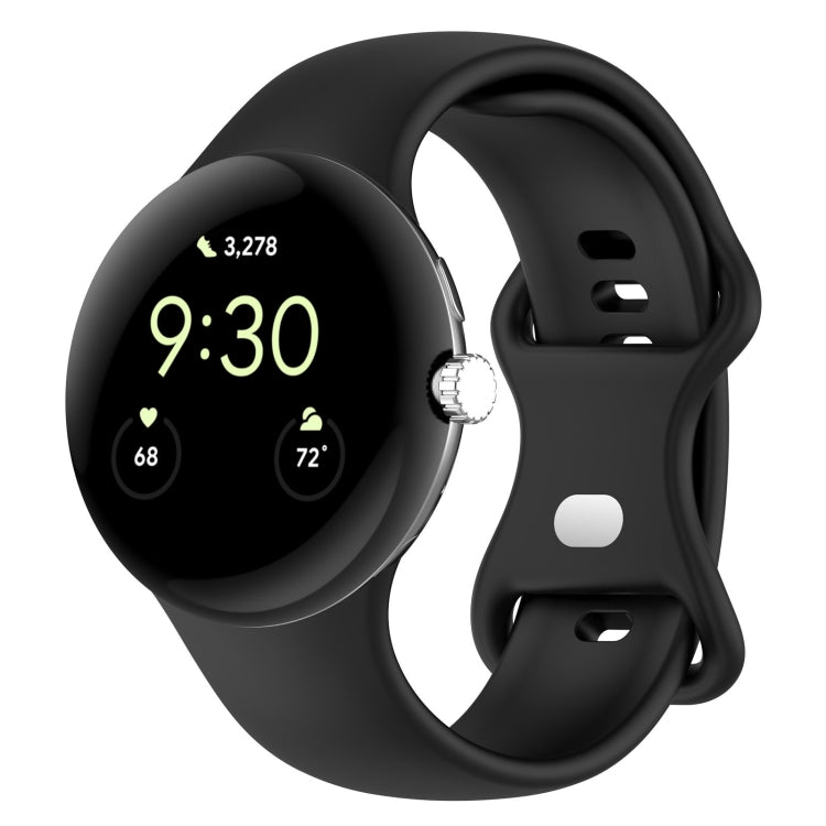 For Google Pixel Watch 2 Solid Color Silicone Watch Band, Size:L Size(Black) - Watch Bands by PMC TechLife | Online Shopping South Africa | PMC TechLife