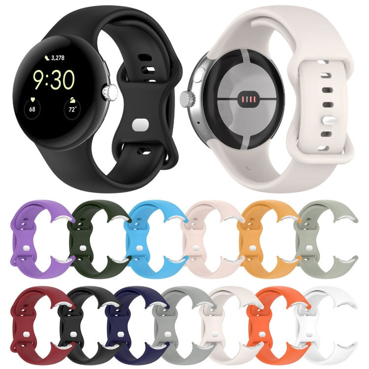For Google Pixel Watch 2 Solid Color Silicone Watch Band, Size:S Size(Blue) - Watch Bands by PMC TechLife | Online Shopping South Africa | PMC TechLife