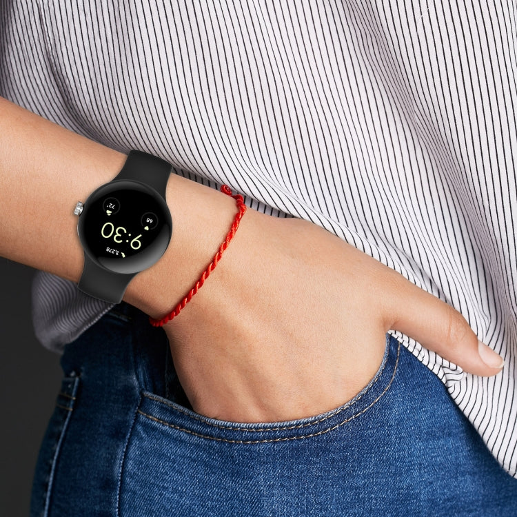For Google Pixel Watch 2 Solid Color Silicone Watch Band, Size:S Size(Blue) - Watch Bands by PMC TechLife | Online Shopping South Africa | PMC TechLife