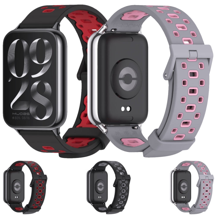 For Xiaomi Smart Band 9 Pro / 8 Pro Mijobs Square Hole Breathable Silicone Watch Band(Black Grey) - Watch Bands by MIJOBS | Online Shopping South Africa | PMC TechLife | Buy Now Pay Later Mobicred