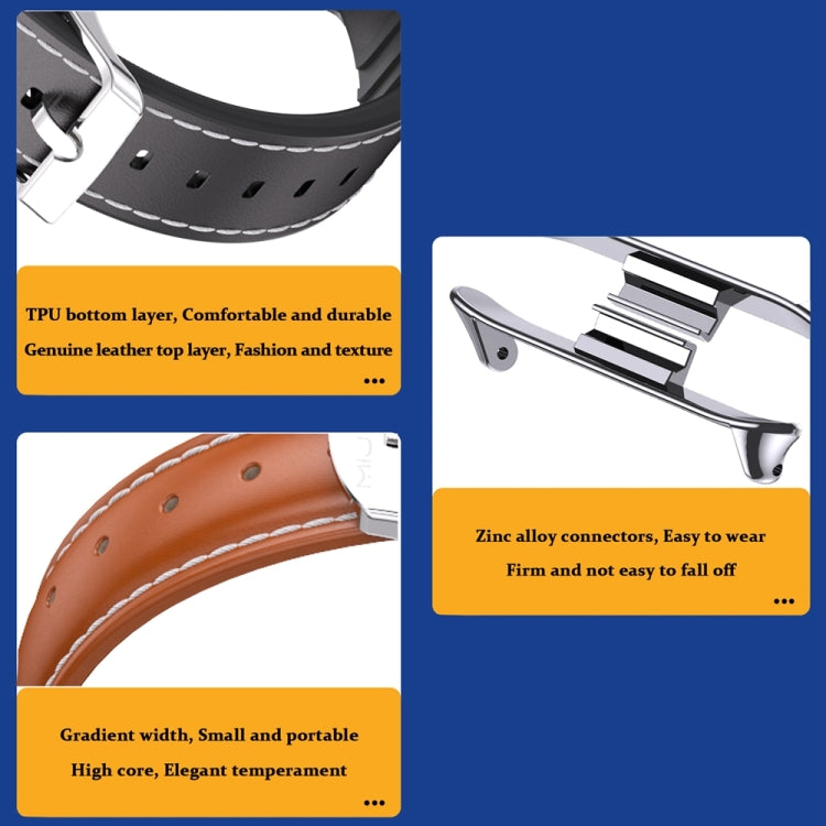 For Xiaomi Smart Band 9 Pro / 8 Pro Mijobs Genuine Leather Slim Watch Band(Red Black) - Watch Bands by MIJOBS | Online Shopping South Africa | PMC TechLife | Buy Now Pay Later Mobicred