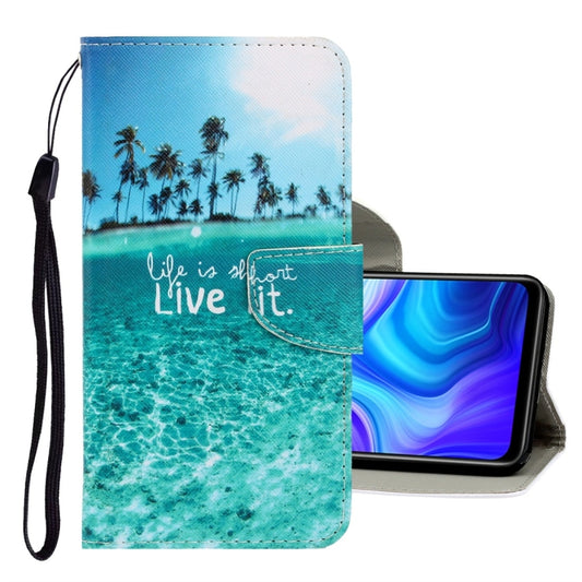 For Xiaomi Redmi 9A 3D Colored Drawing Horizontal Flip PU Leather Case with Holder & Card Slots & Wallet(Coconut Tree) - Xiaomi Cases by PMC Jewellery | Online Shopping South Africa | PMC Jewellery