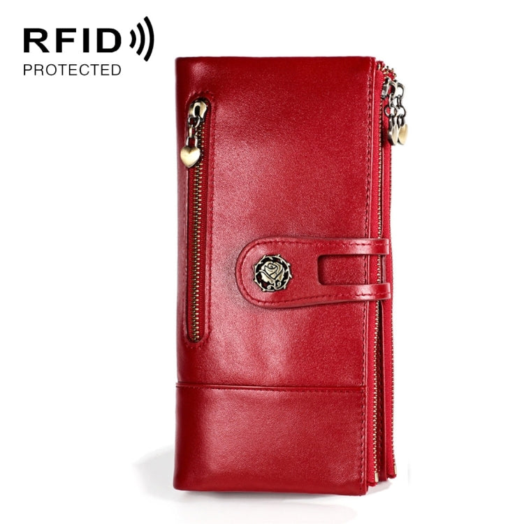 3513 Antimagnetic RFID Multi-function Retro Leather Lady Wallet Large-capacity Purse with Card Holder(Red) - Antimagnetic RFID Package by PMC Jewellery | Online Shopping South Africa | PMC Jewellery | Buy Now Pay Later Mobicred