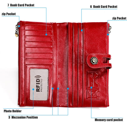 3513 Antimagnetic RFID Multi-function Retro Leather Lady Wallet Large-capacity Purse with Card Holder(Red) - Antimagnetic RFID Package by PMC Jewellery | Online Shopping South Africa | PMC Jewellery | Buy Now Pay Later Mobicred