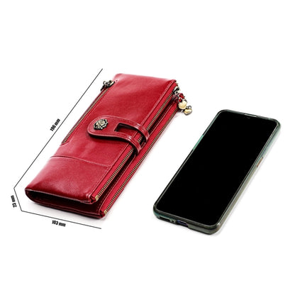 3513 Antimagnetic RFID Multi-function Retro Leather Lady Wallet Large-capacity Purse with Card Holder(Red) - Antimagnetic RFID Package by PMC Jewellery | Online Shopping South Africa | PMC Jewellery | Buy Now Pay Later Mobicred