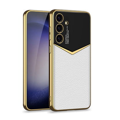 For Samsung Galaxy S24+ 5G GKK Plating Soft TPU + Leather Full Coverage Phone Case without Pen(White) - Galaxy S24+ 5G Cases by GKK | Online Shopping South Africa | PMC Jewellery | Buy Now Pay Later Mobicred