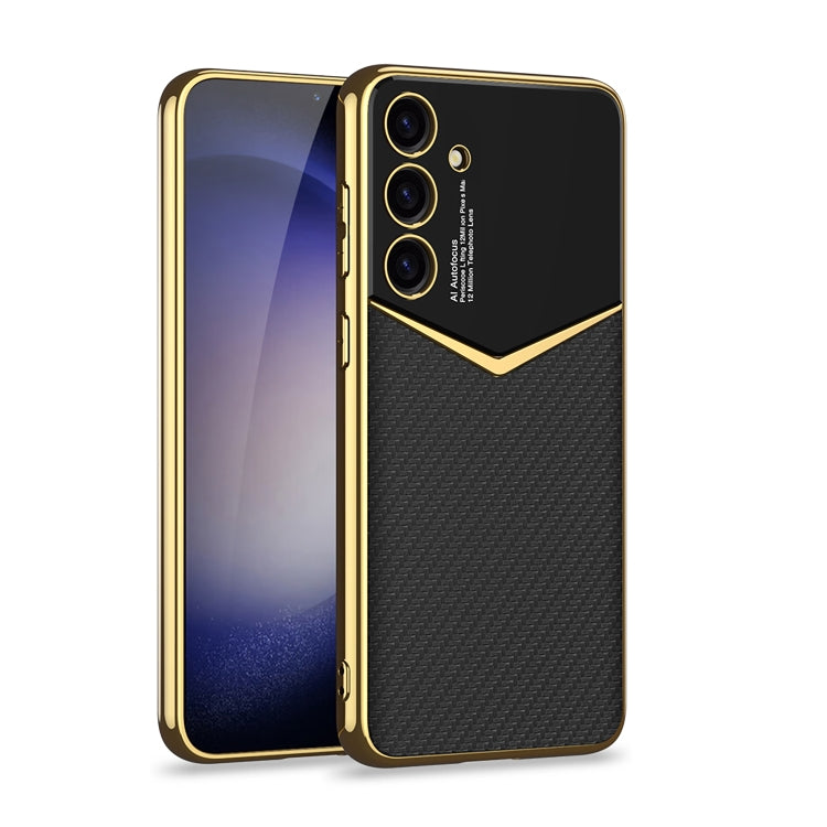 For Samsung Galaxy S24+ 5G GKK Plating Soft TPU + Leather Full Coverage Phone Case without Pen(Carbon Fibre) - Galaxy S24+ 5G Cases by GKK | Online Shopping South Africa | PMC Jewellery | Buy Now Pay Later Mobicred