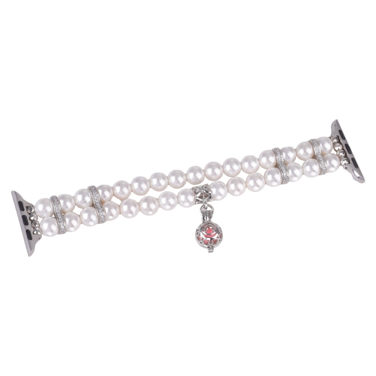 For Apple Watch 42mm Beaded Dual Row Pearl Bracelet Watch Band(White) - free shipping - PMC TechLife - Order now!