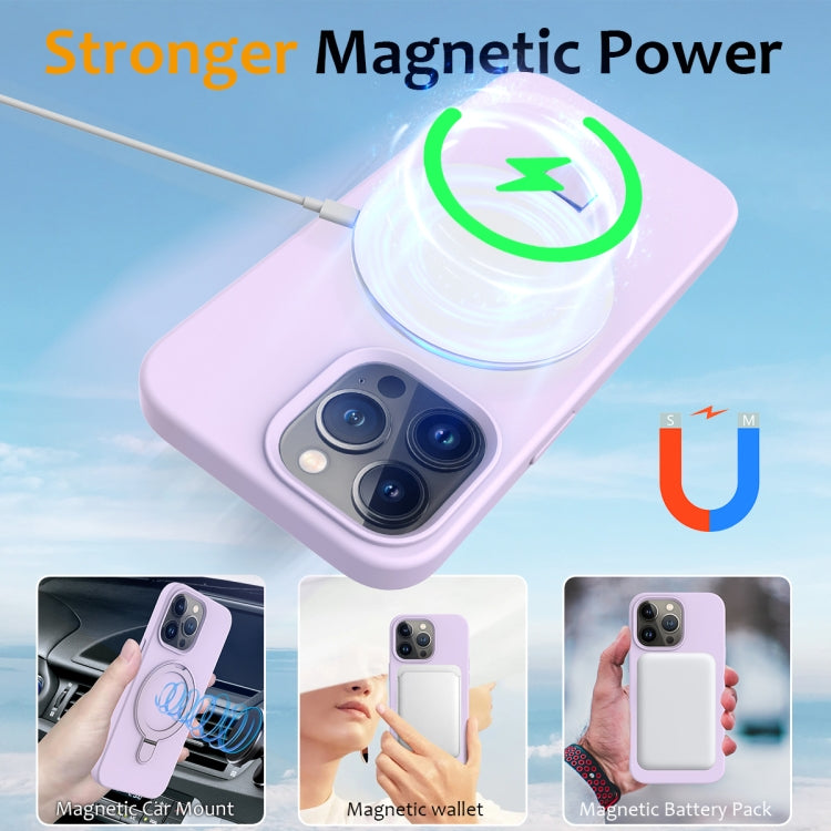 For iPhone 13 Pro Max Liquid Silicone MagSafe Magnetic Phone Case with Ring Holder(Lilac Purple) - free shipping - PMC TechLife - Order now!