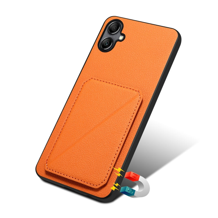 For Samsung Galaxy S23+ 5G Denior Imitation Calf Leather Back Phone Case with Holder(Orange) - Galaxy S23+ 5G Cases by Denior | Online Shopping South Africa | PMC TechLife | Buy Now Pay Later Mobicred