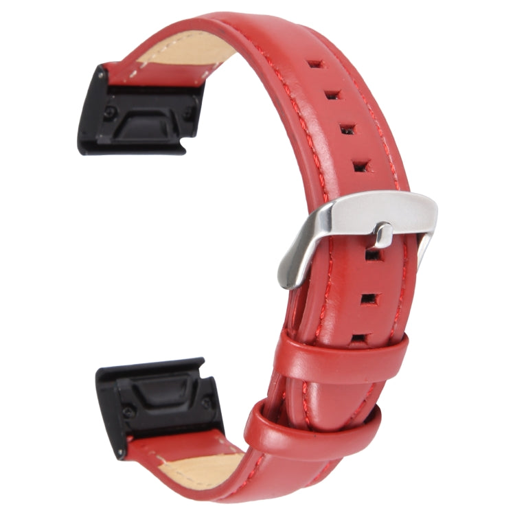 Compatible with Garmin Fenix 7 22mm Plain Weave Genuine Leather Watch Band(Red) - free shipping - PMC TechLife - Order now!