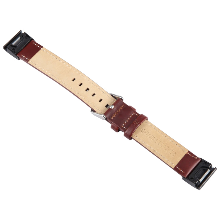 Compatible with Garmin Fenix 7X 26mm Bamboo Joint Texture Genuine Leather Watch Band(Wine Red) - free shipping - PMC TechLife - Order now!