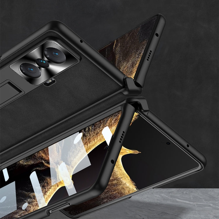 For Honor Magic VS GKK Integrated Frosted Fold Hinge Leather Phone Case with Holder(Brown) - Honor Cases by GKK | Online Shopping South Africa | PMC TechLife | Buy Now Pay Later Mobicred
