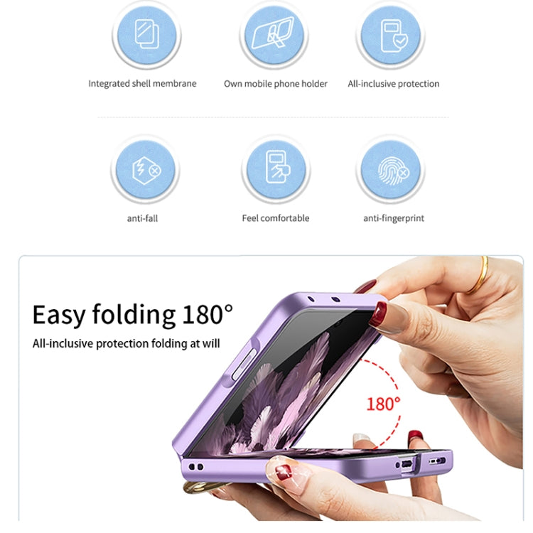 For OPPO Find N3 Flip GKK Integrated Ultra-thin Full Coverage Phone Case with Ring Holder(Pink) - OPPO Cases by GKK | Online Shopping South Africa | PMC TechLife | Buy Now Pay Later Mobicred