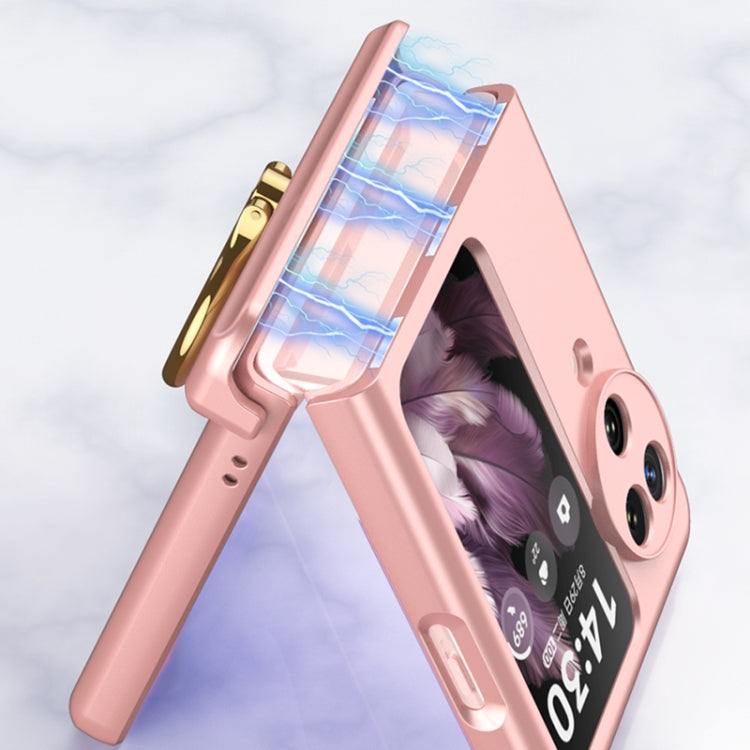 For OPPO Find N3 Flip GKK Integrated Magnetic Hinged Flip Case with Ring Holder(Pink) - Find N3 Flip Cases by GKK | Online Shopping South Africa | PMC Jewellery | Buy Now Pay Later Mobicred