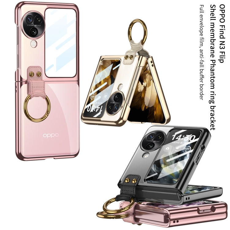 For OPPO Find N3 Flip GKK Electroplating Phone Case with Ring(Gold) - Find N3 Flip Cases by GKK | Online Shopping South Africa | PMC Jewellery | Buy Now Pay Later Mobicred