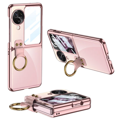 For OPPO Find N3 Flip GKK Electroplating Phone Case with Ring(Pink) - Find N3 Flip Cases by GKK | Online Shopping South Africa | PMC Jewellery | Buy Now Pay Later Mobicred