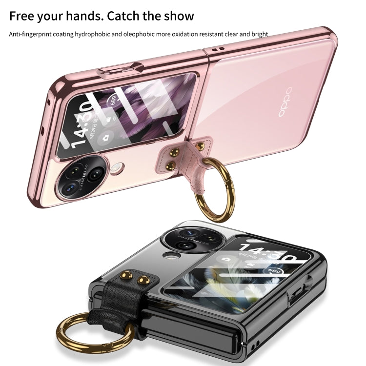 For OPPO Find N3 Flip GKK Electroplating Phone Case with Ring(Pink) - Find N3 Flip Cases by GKK | Online Shopping South Africa | PMC Jewellery | Buy Now Pay Later Mobicred